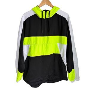 CSG Quarter Zip Pullover Hooded Neon Windbreaker Hoodie Jacket. Pockets. Medium.